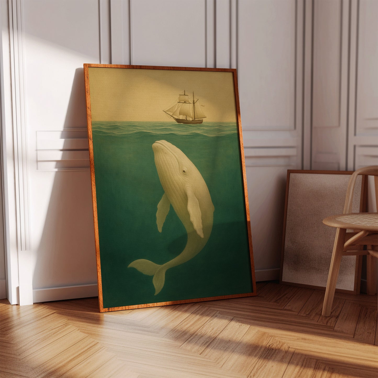 Whale Beneath the Golden Horizon