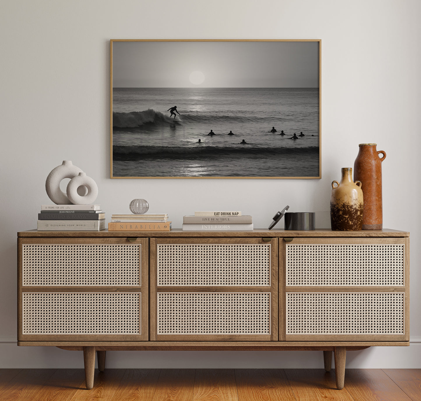 Sunset Lineup in Black and White