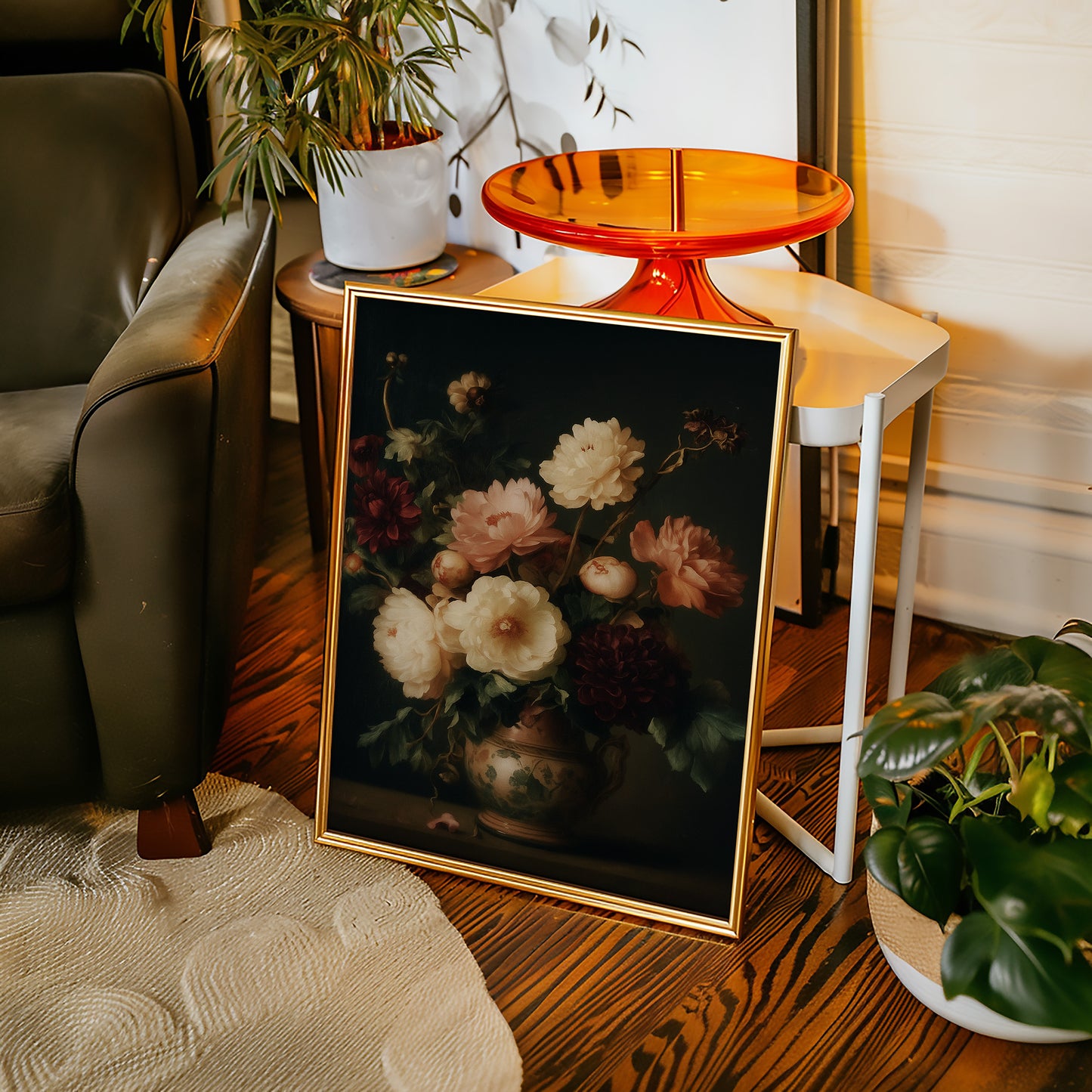 Baroque Peonies in Earthen Vase