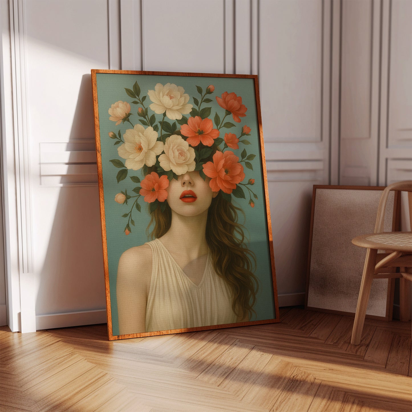 Flourish in Coral and Cream