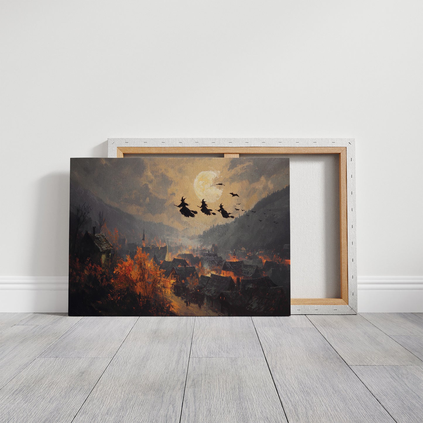 Witches Soar Over Burning Village