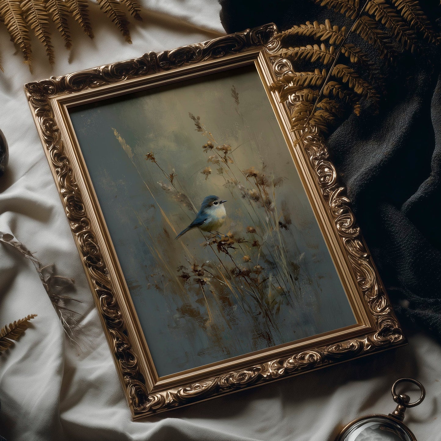 Blue Singer Among Autumn Reeds