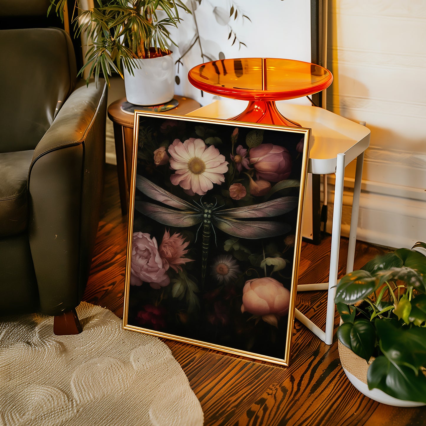 Dragonfly Among Midnight Blossoms
