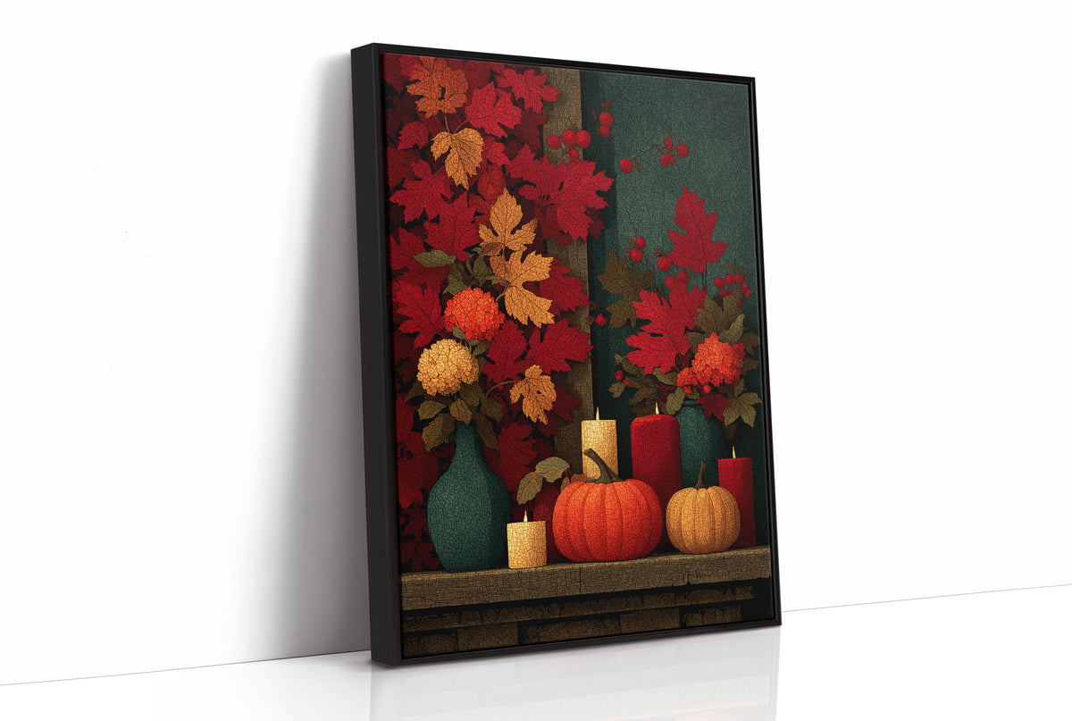 Candlelit Mantel: Leaves Took Over the Wall
