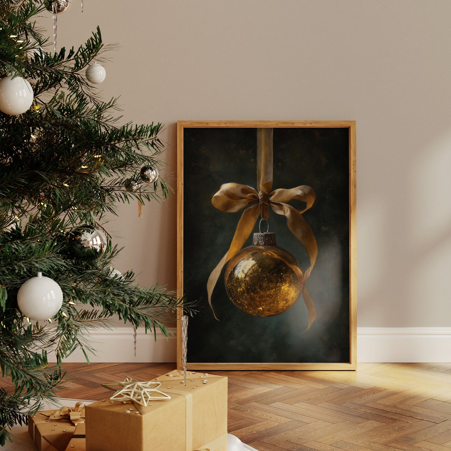 Golden Ornament Holds December's Light