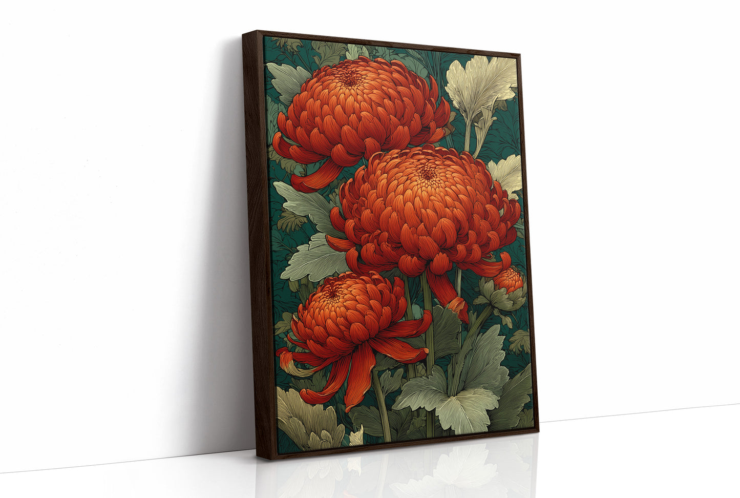 Chrysanthemums in Deep Jade