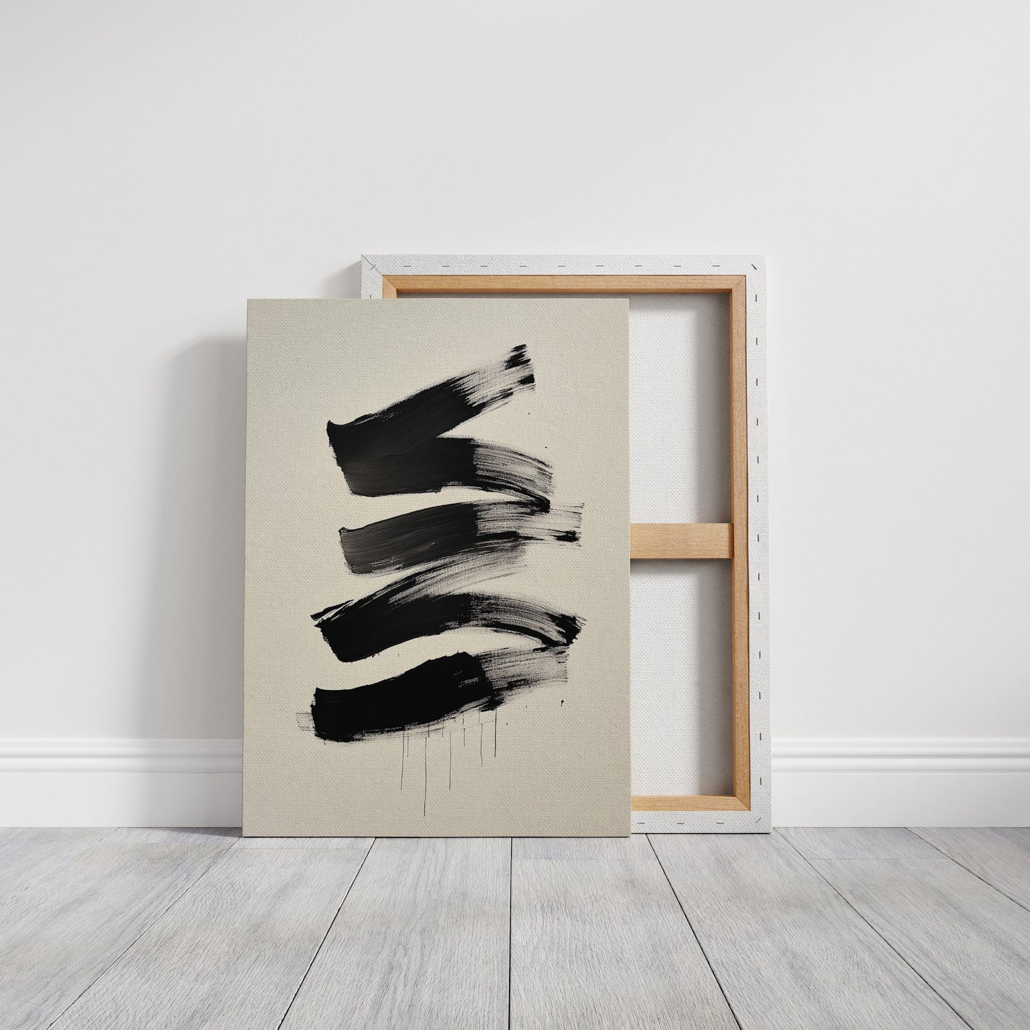 Black Strokes Dance Through Rain