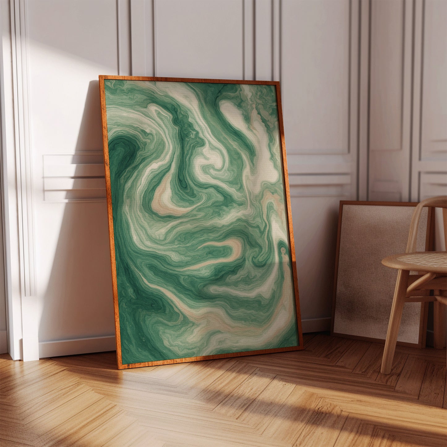 Emerald Waves: Abstract Fluid Art Print