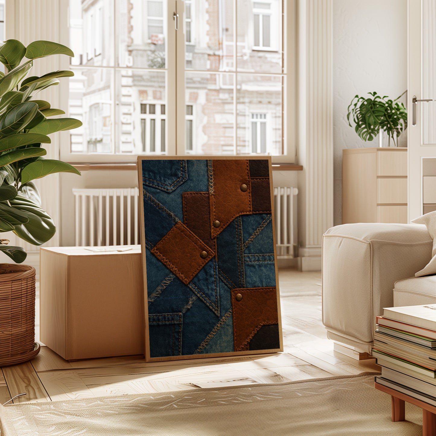 Western Patchwork Denim and Leather Print