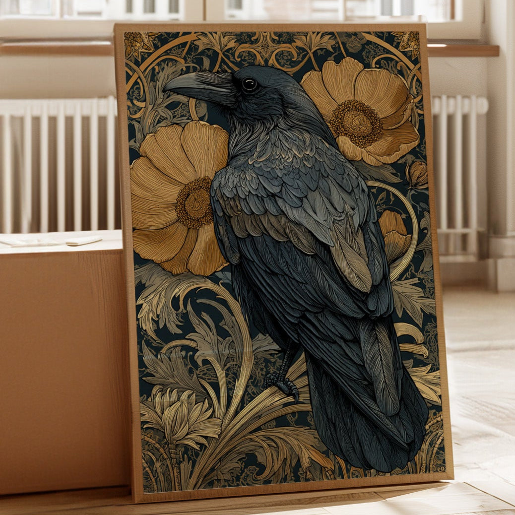 A Raven Among Golden Blooms