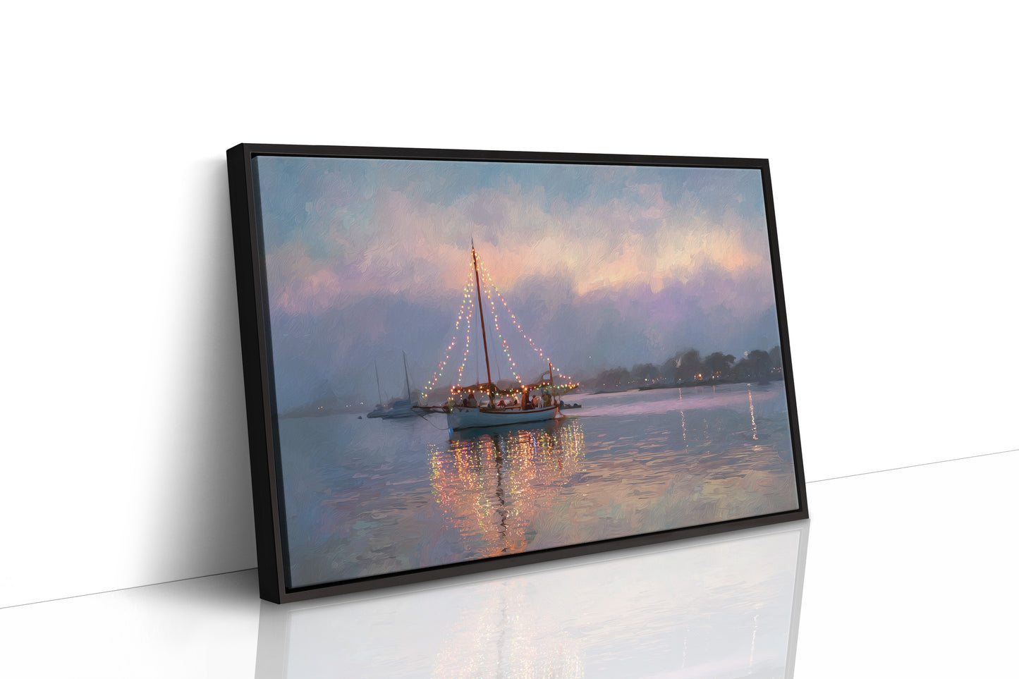 Harbor Lights Glow Against Dusk