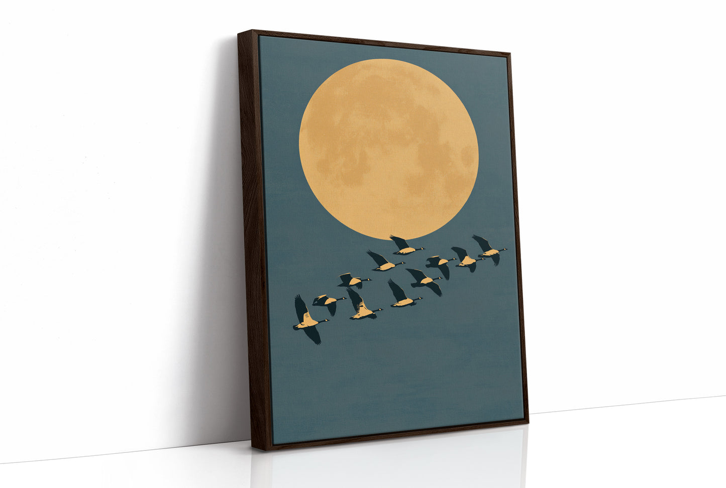 Geese Cross the Harvest Moon
