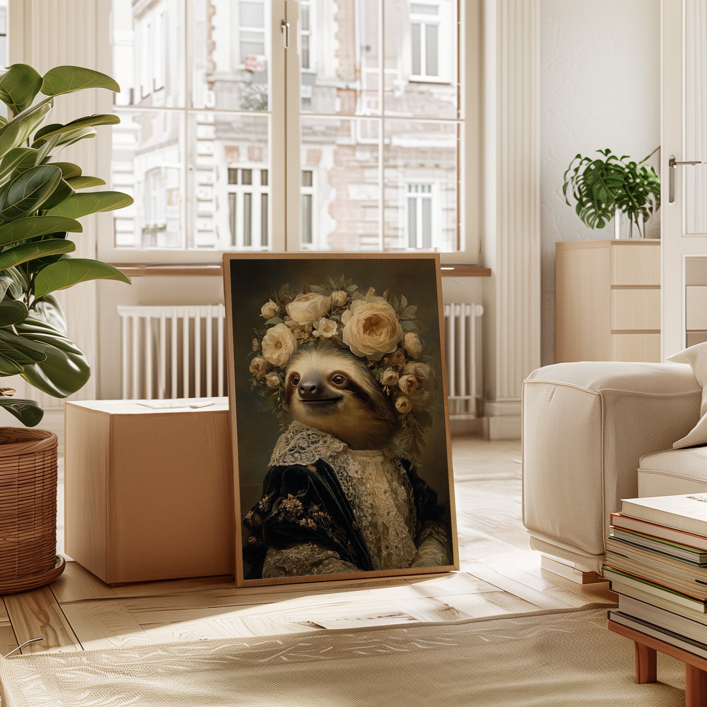 Regal Sloth Amidst Blossoms