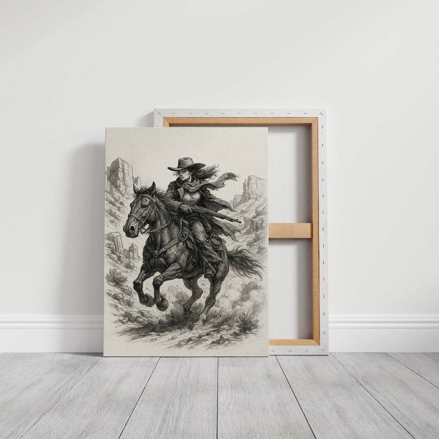 Grit & Dust – Cowgirl Outlaw Western Sketch Print