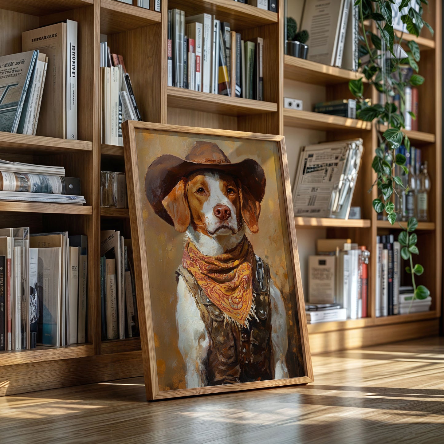 Brittany Spaniel Cowboy in Sunset Bandana