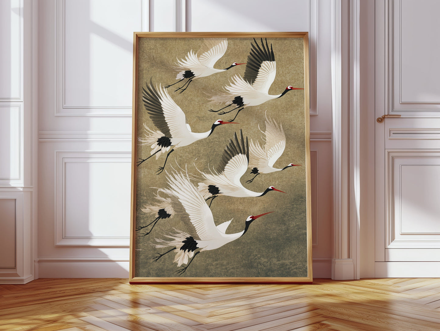 Elegant Japanese Crane Wall Art – Traditional Nature-Inspired Print