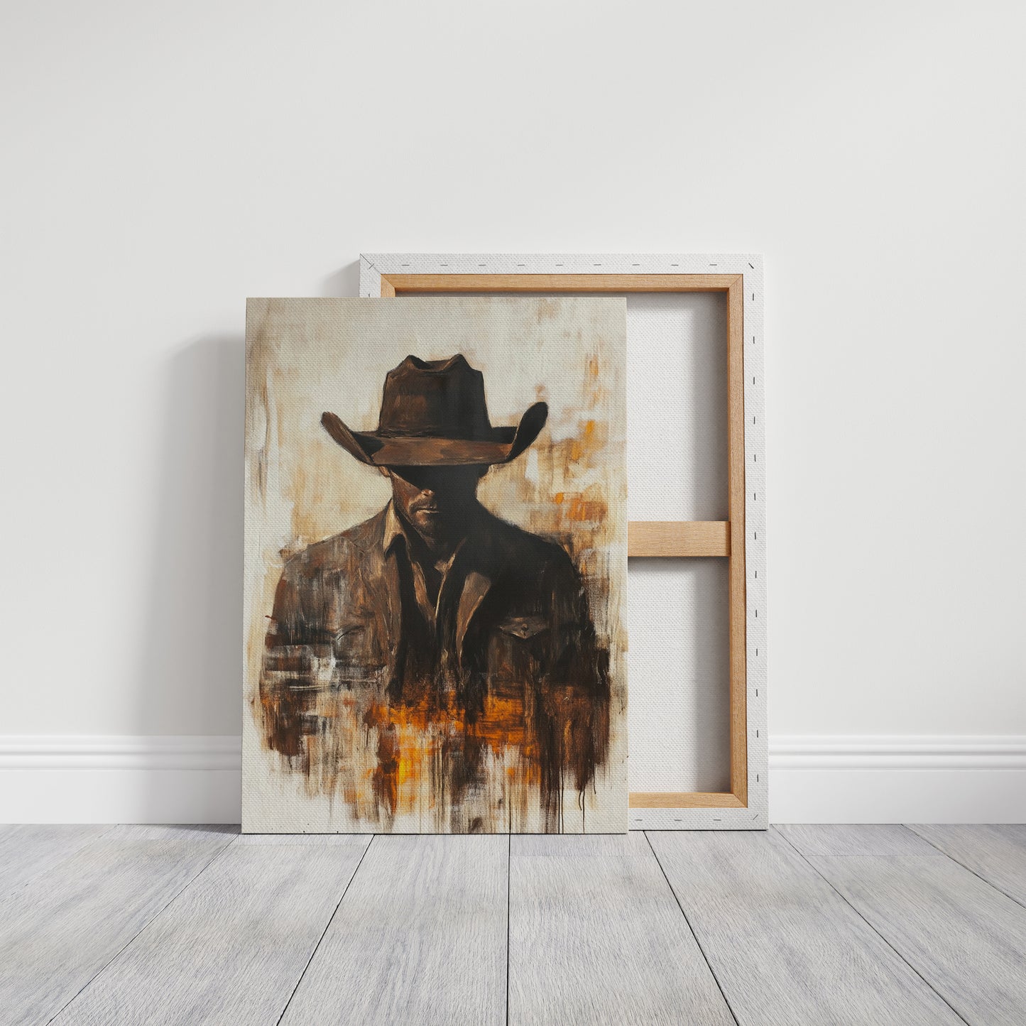 Lone Cowboy in Shadow and Flame