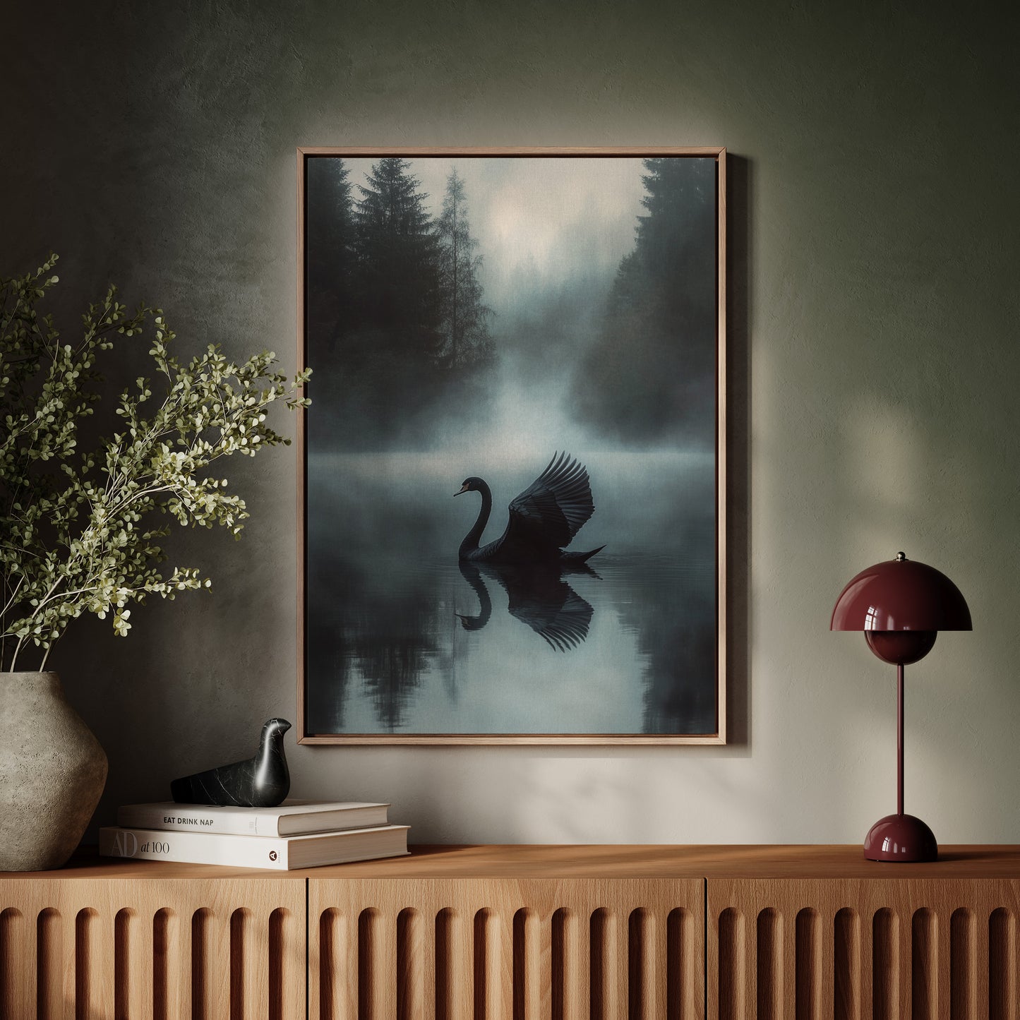 Black Swan in Morning Fog