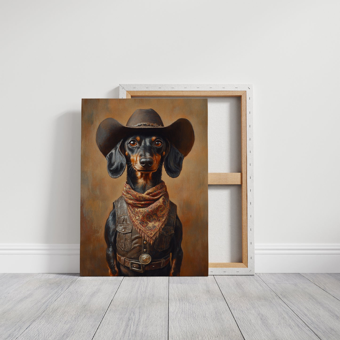 Cowboy Dachshund in Leather and Lace