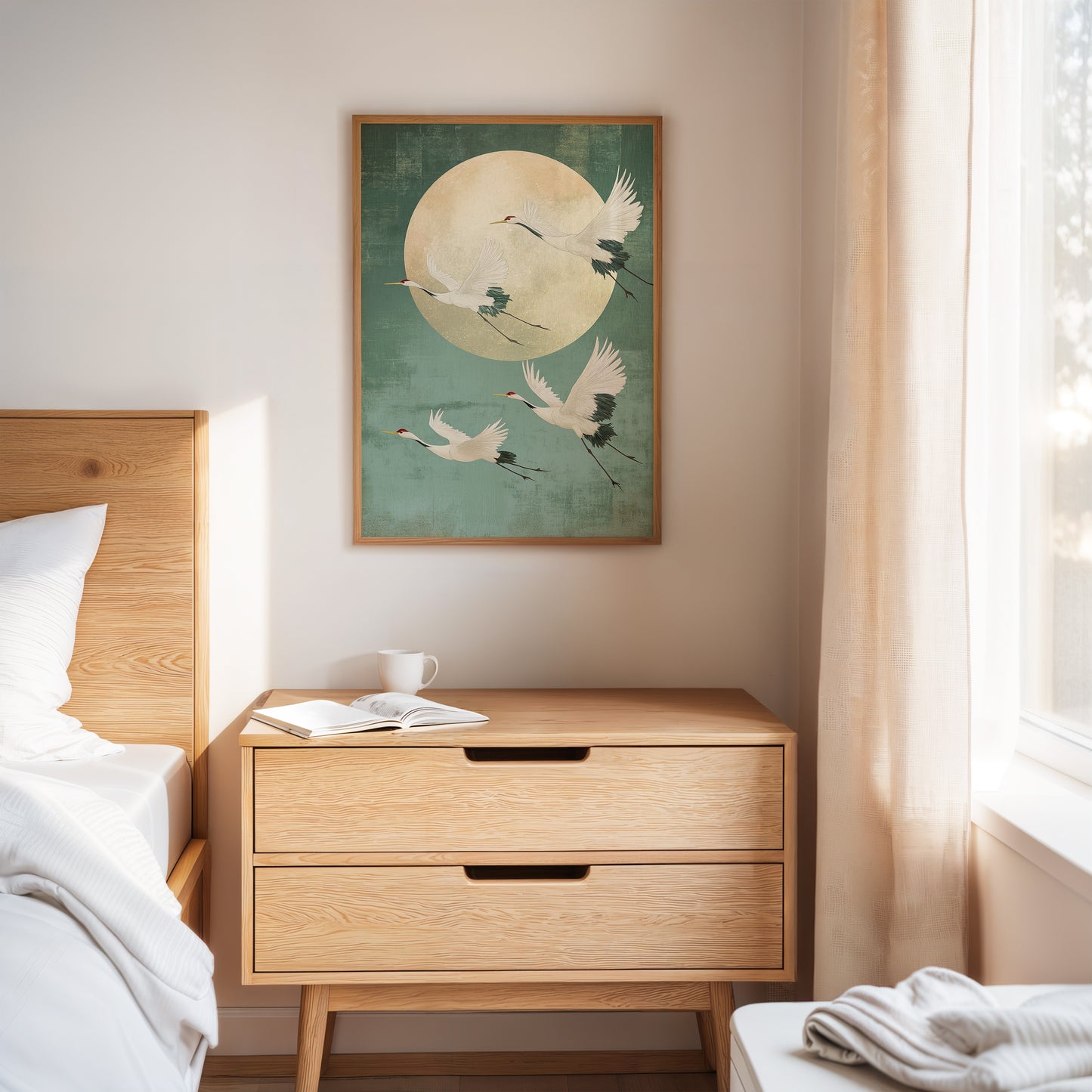 Moonrise Flight of the Cranes