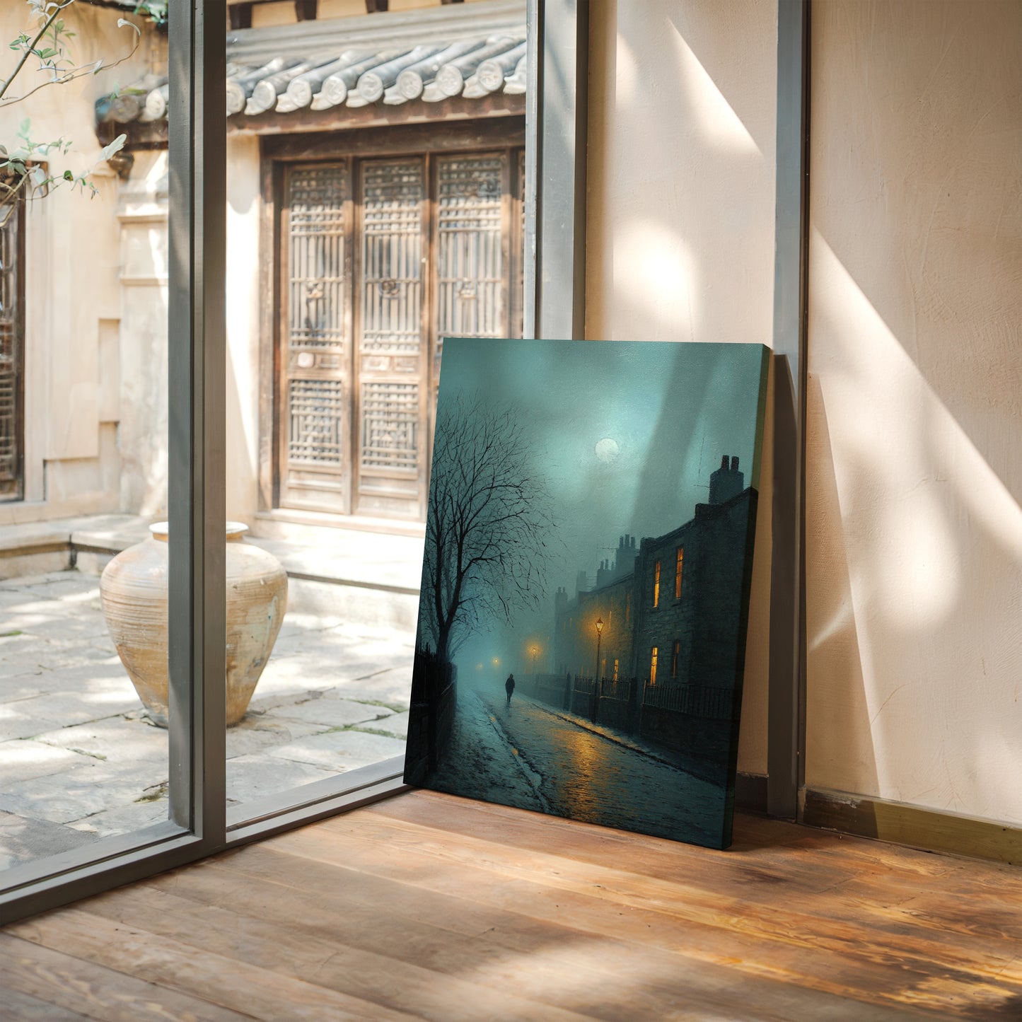 A Lantern's Glow in Fog