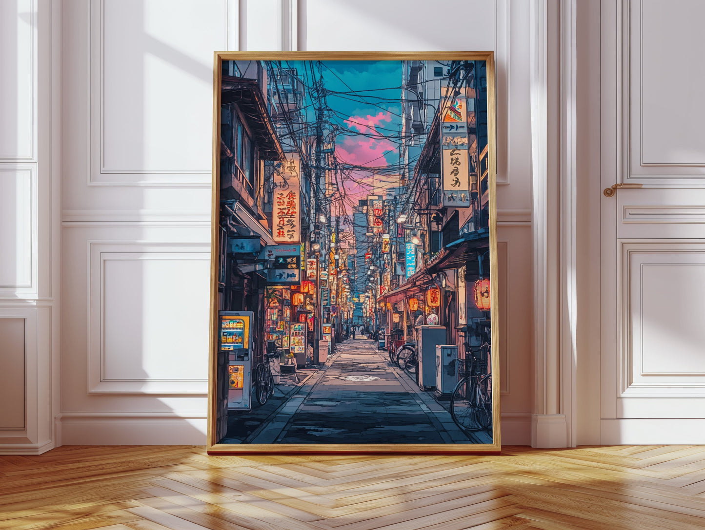 Vibrant Tokyo Street Art Print – Neon Cityscape Aesthetic