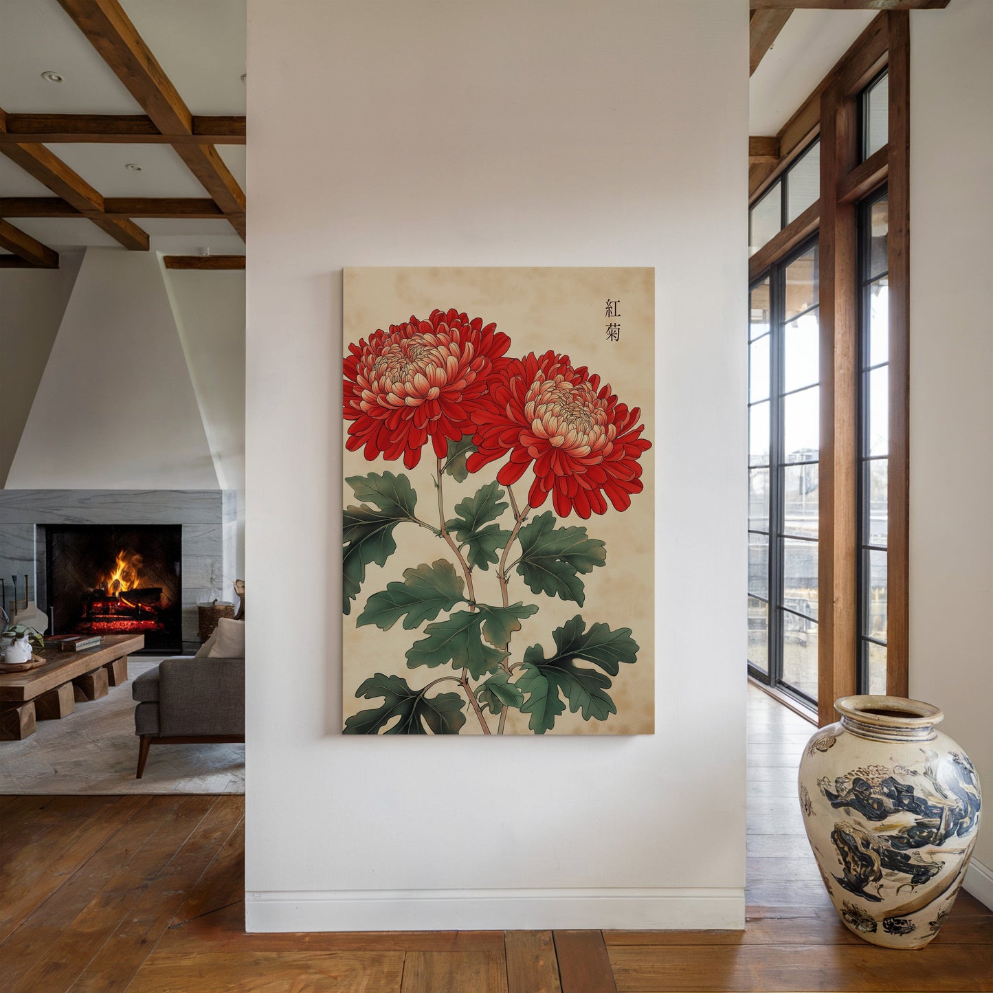 Red Chrysanthemum Elegance