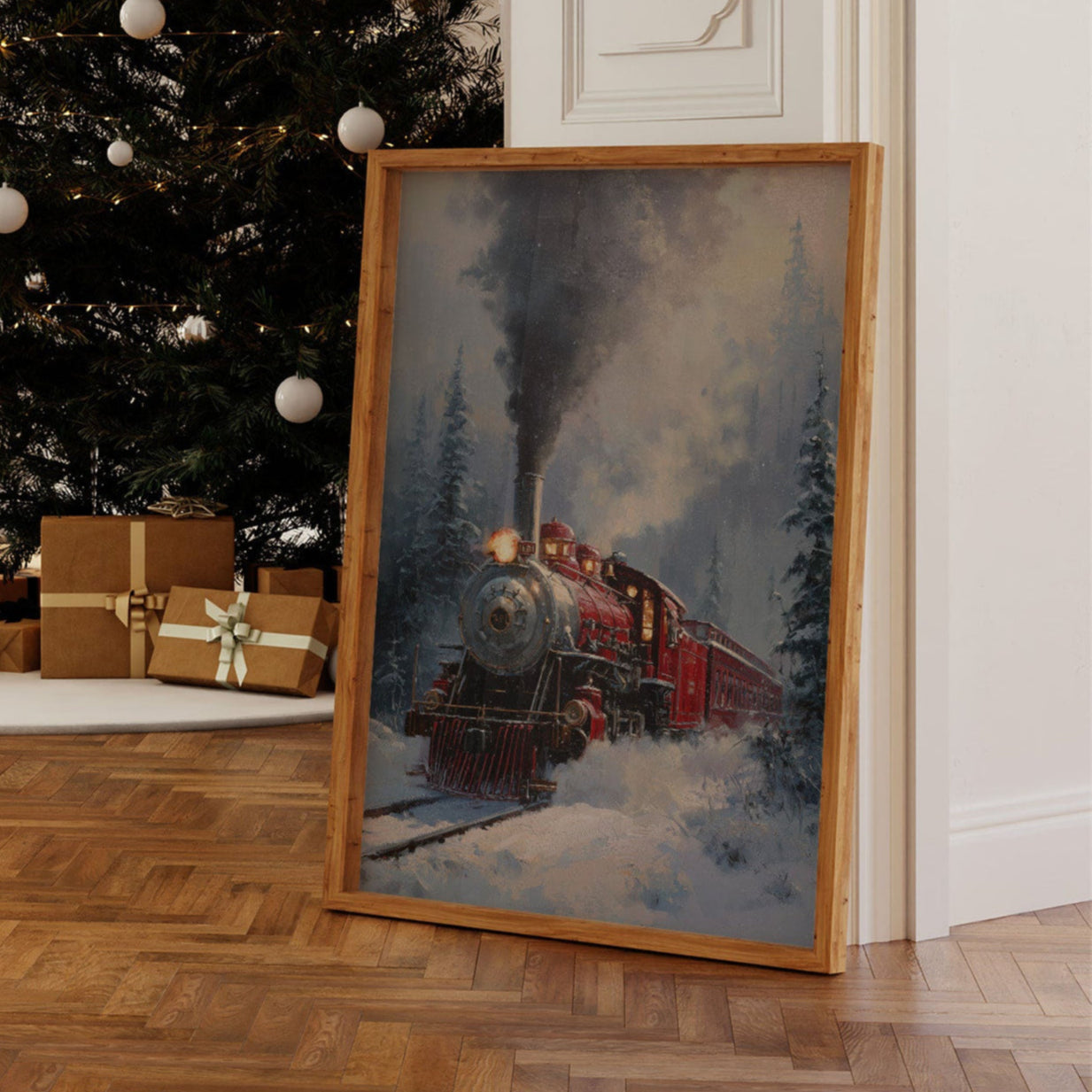 Steam Engine's Winter Night Journey