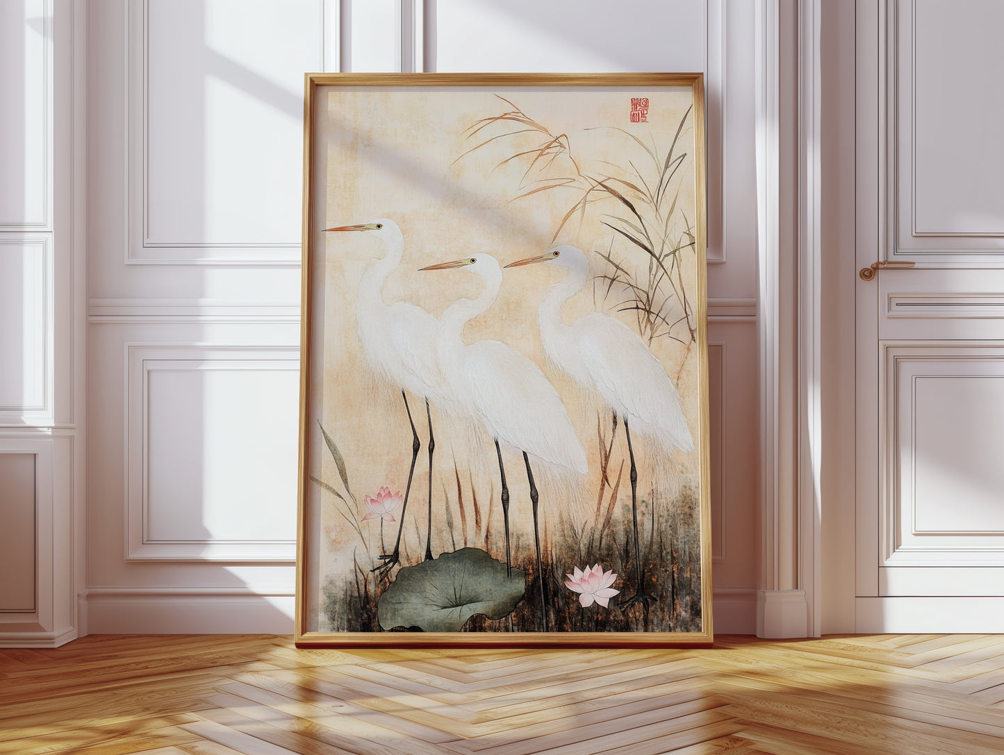 Japanese Egret Wall Art – Elegant Traditional Asian Nature Print
