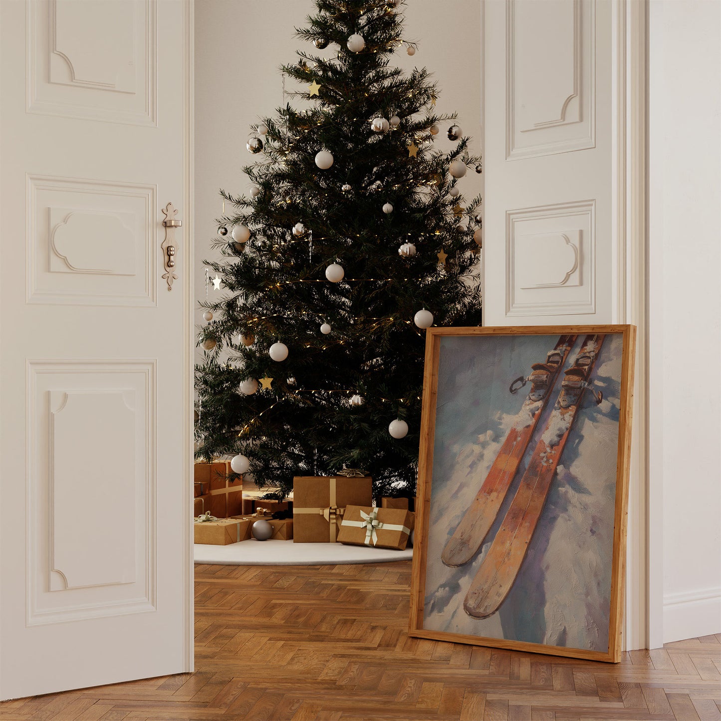 Vintage Skis Chase Winter Clouds