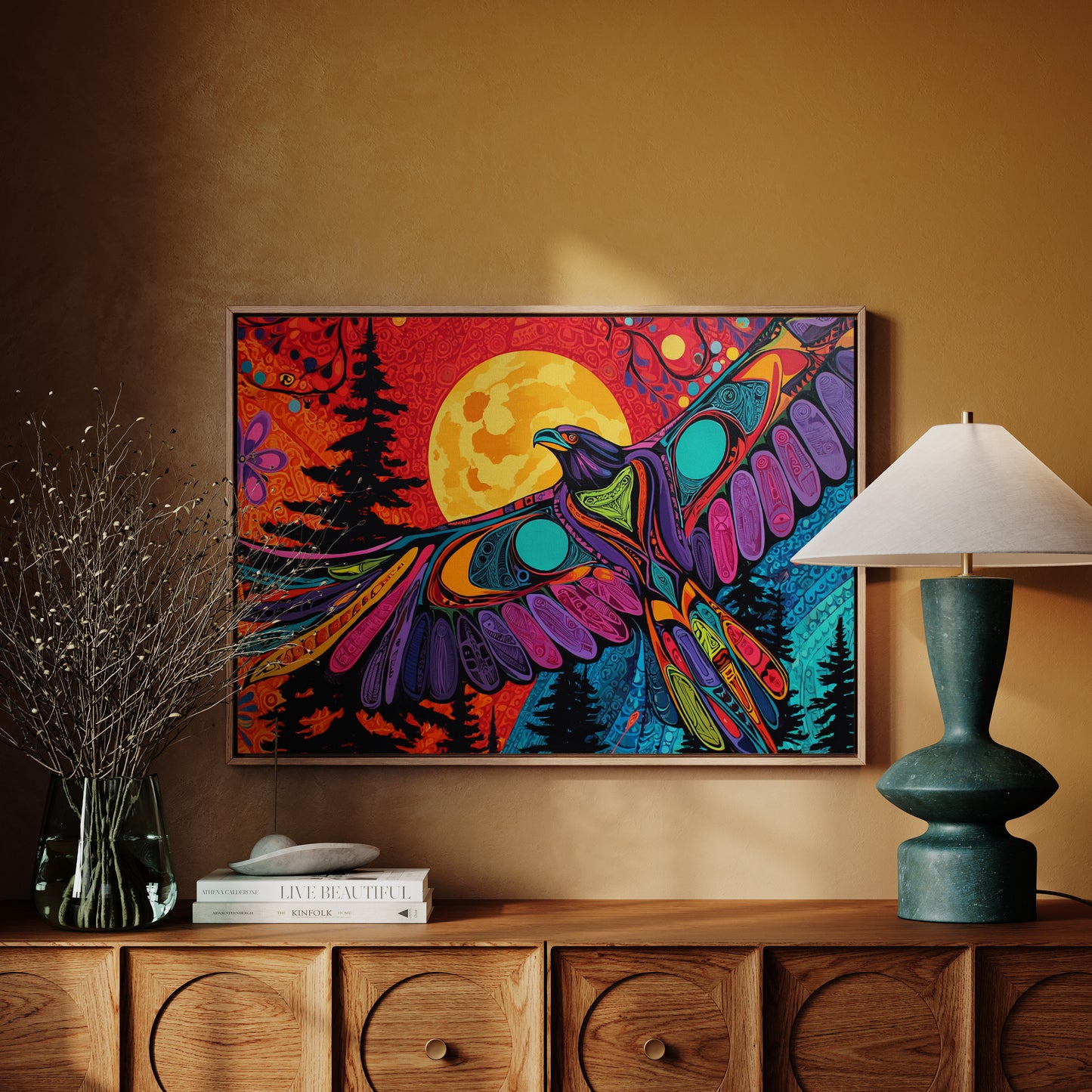 Moonlit Raven Paints Sacred Skies