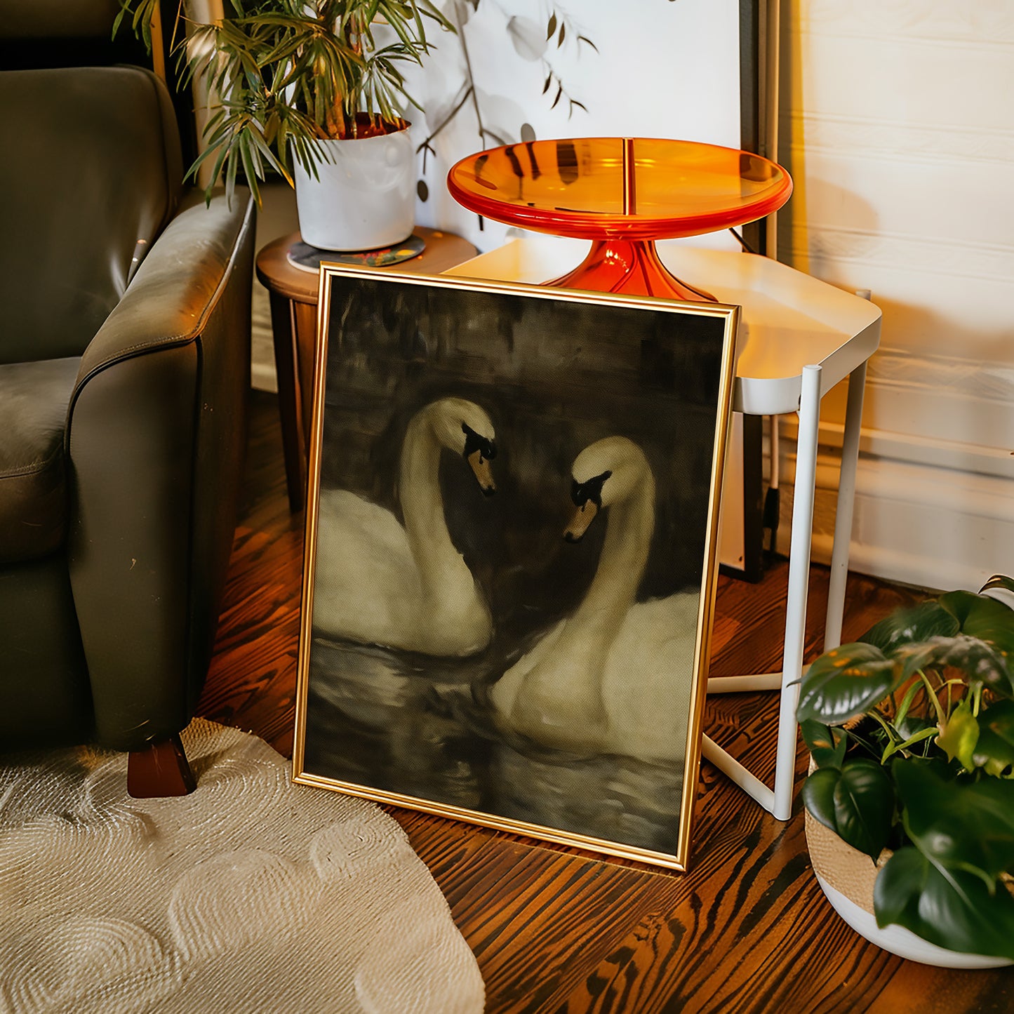 Two Swans in Quiet Reflection