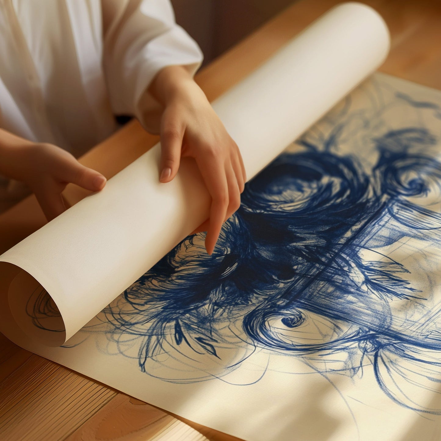 Indigo Roses Dance In Crystal Urn