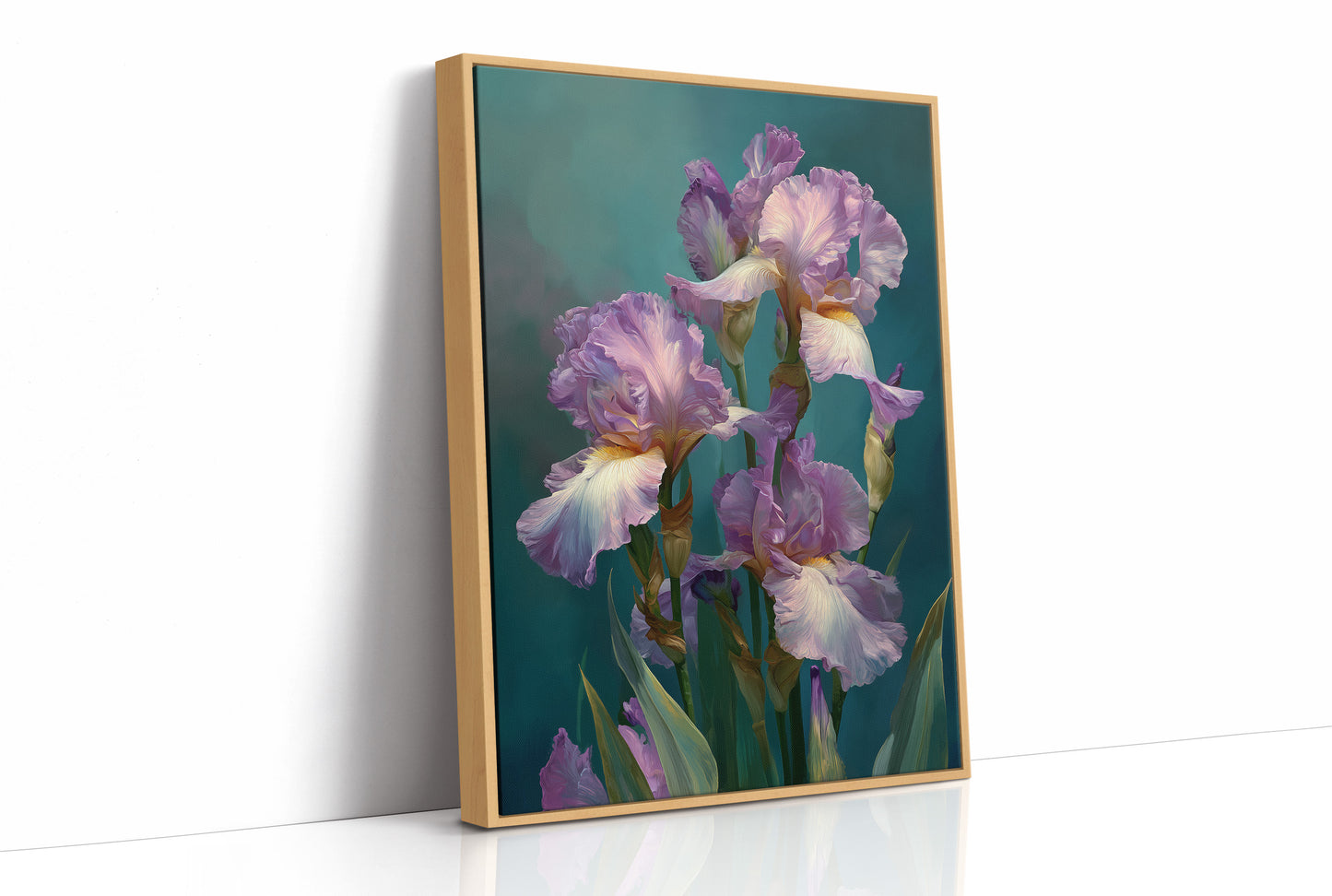 Soft Irises in Teal Light