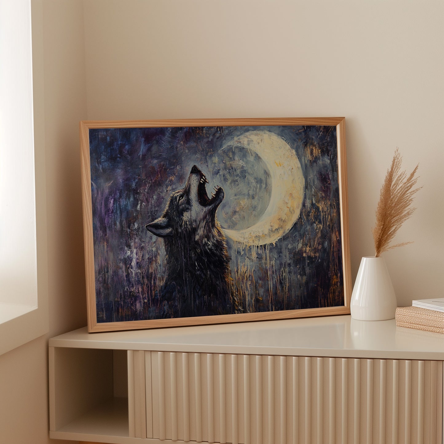 Lone Wolf Howl Under the Moon