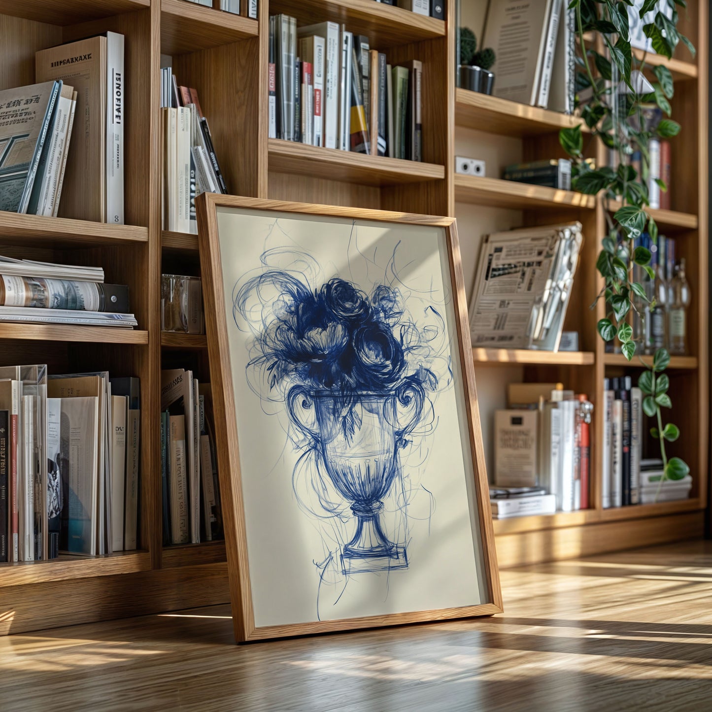 Indigo Roses Dance In Crystal Urn