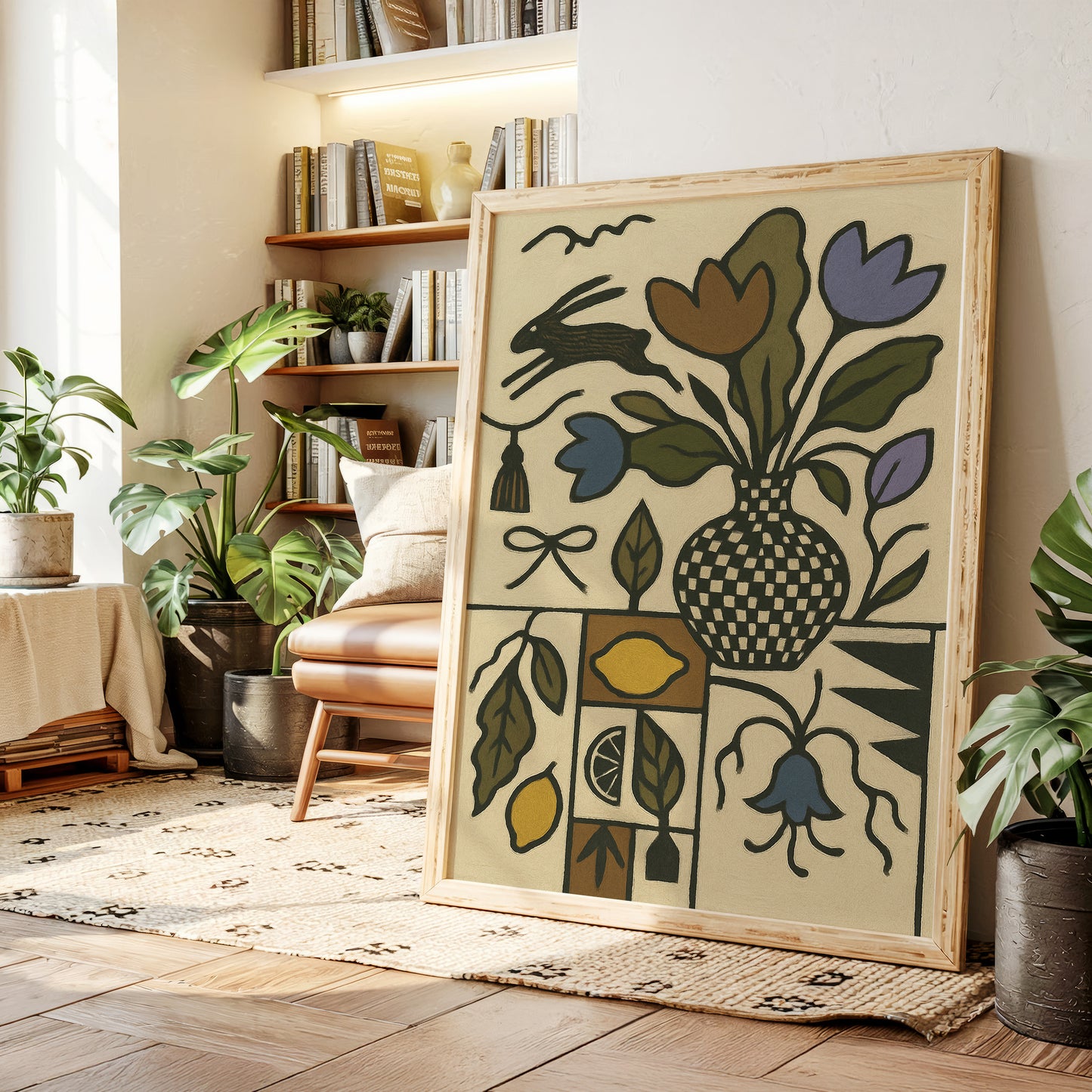 Lemon Rabbit Folk Vase