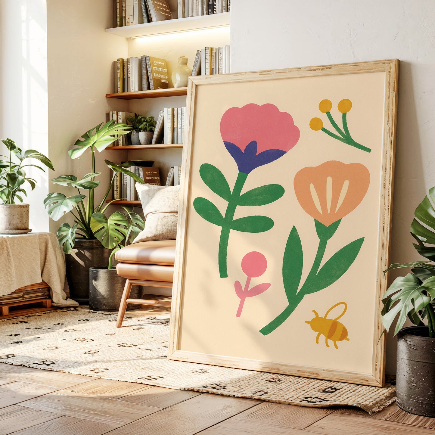 Bumblebee and Blossoms on Cream