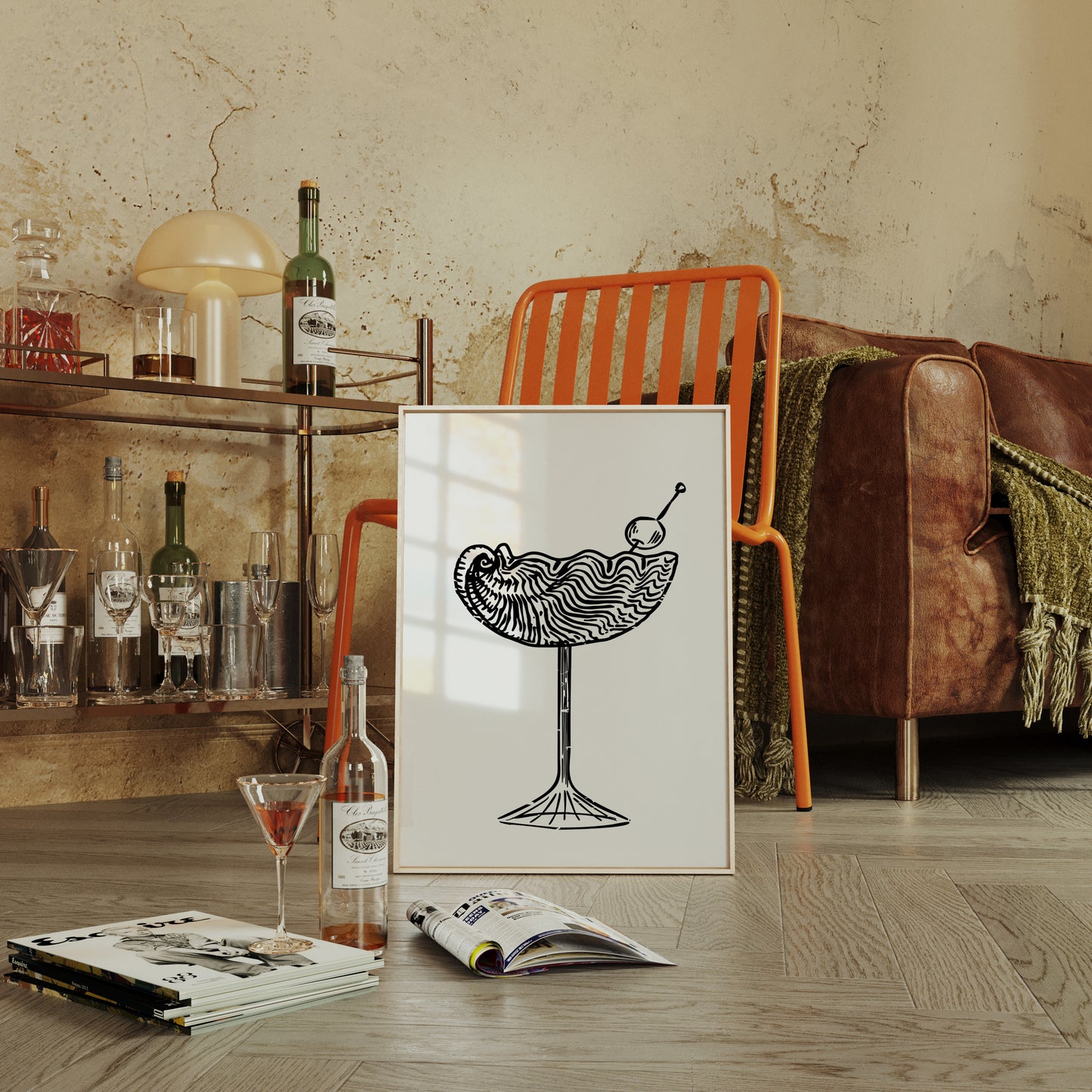 Midnight Martini Draws Wave Lines