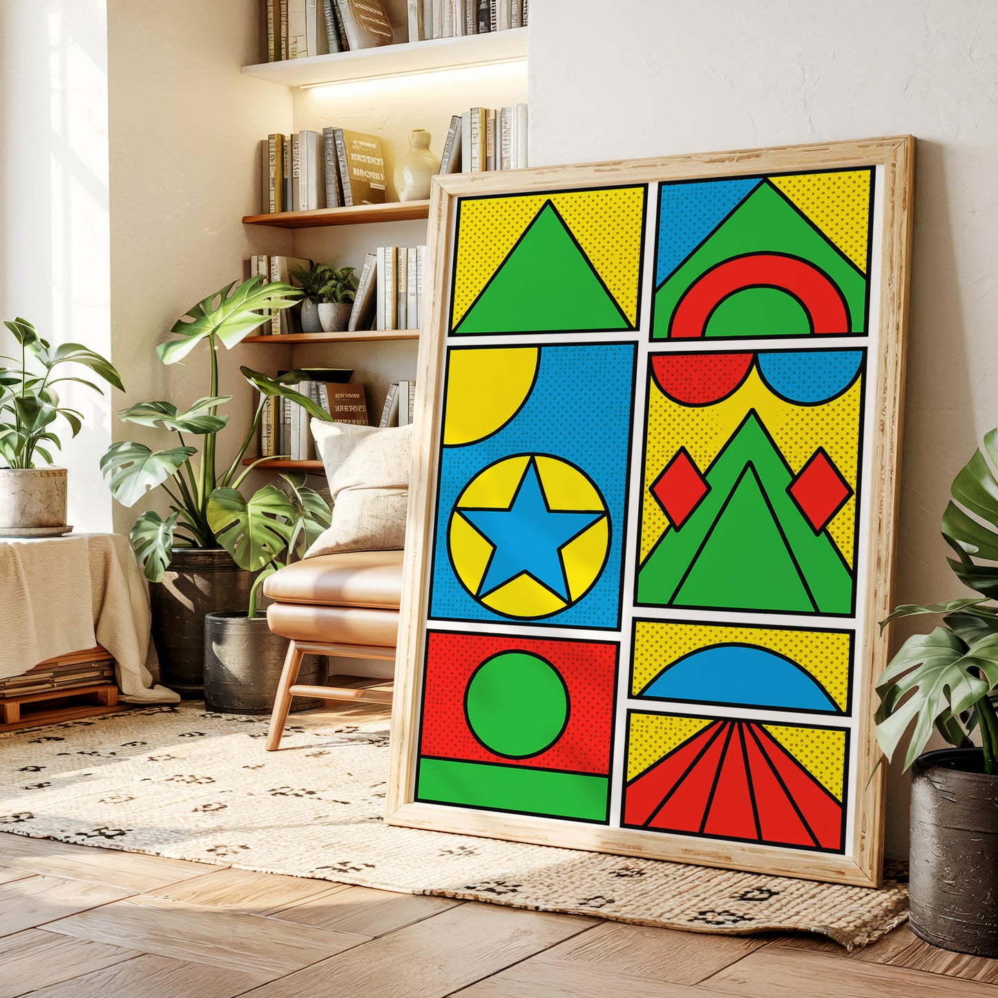 Pop Geometry in Primary Color Panels