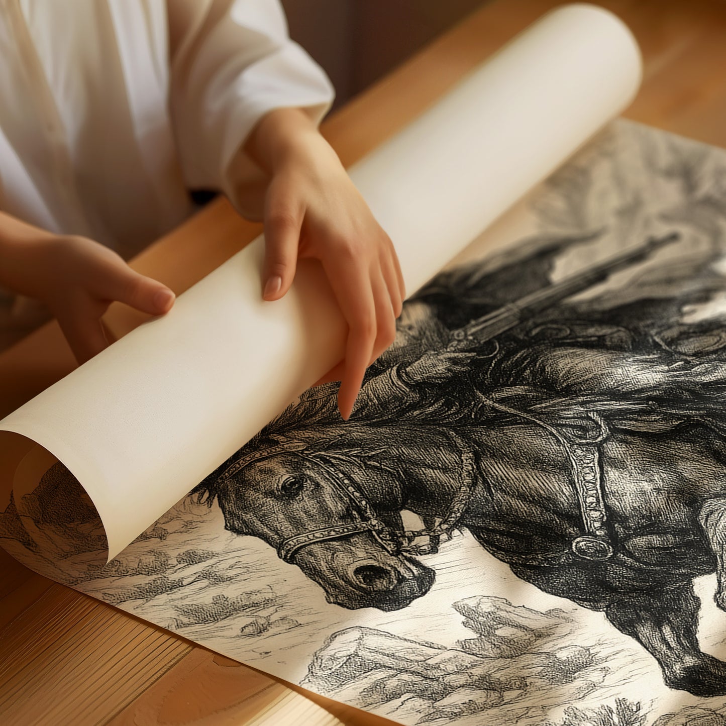 Grit & Dust – Cowgirl Outlaw Western Sketch Print