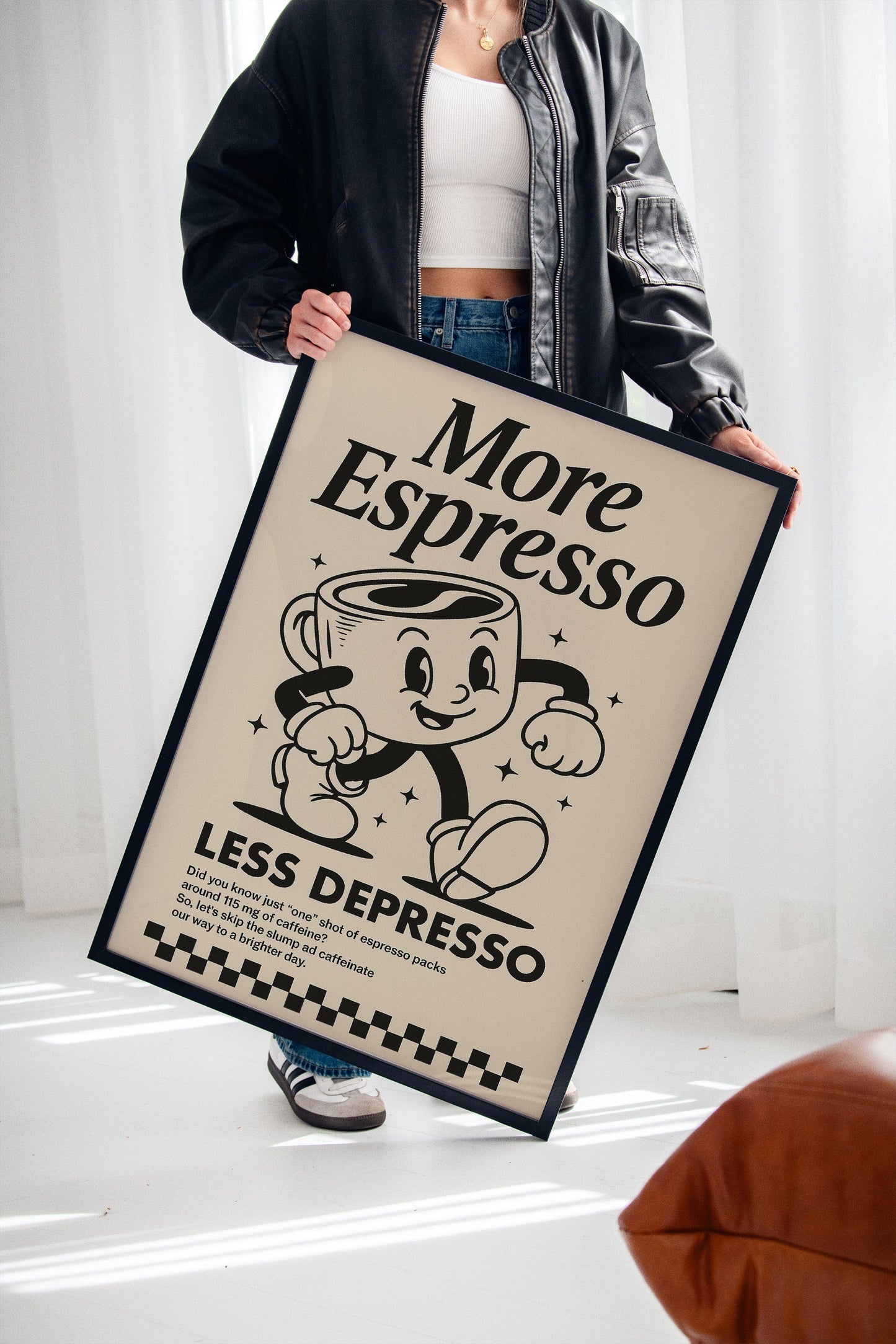 More Espresso, Less Depresso – Vintage Coffee Poster Print
