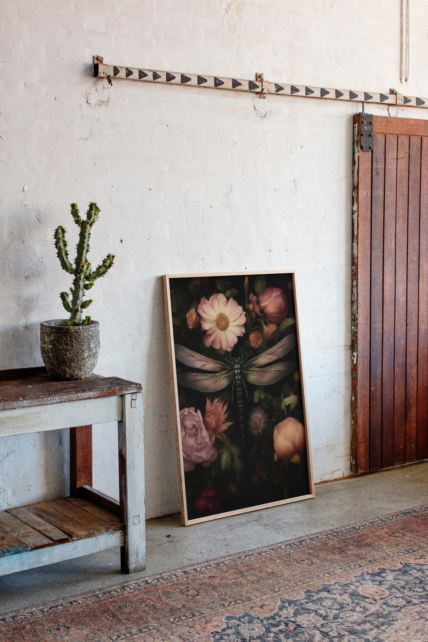 Dragonfly Among Midnight Blossoms