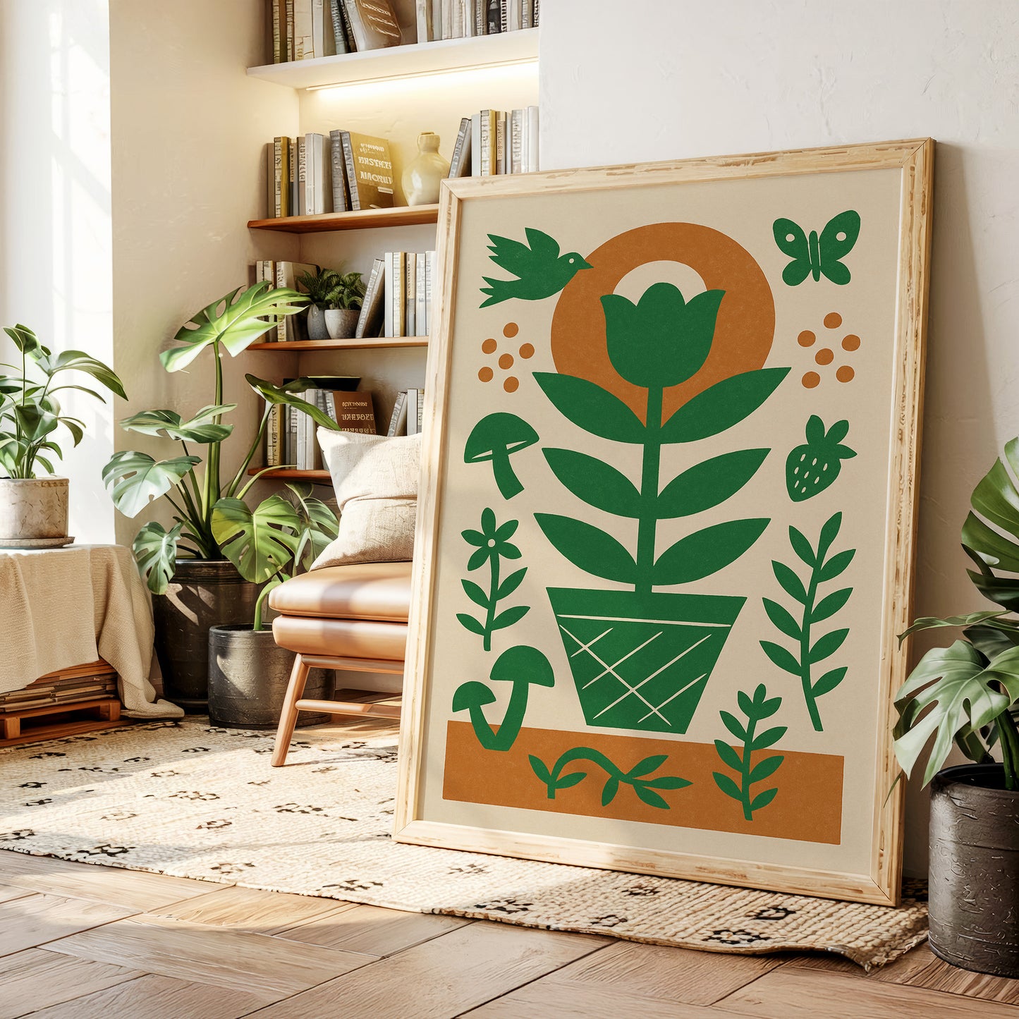 Folk Garden with Bird and Butterfly