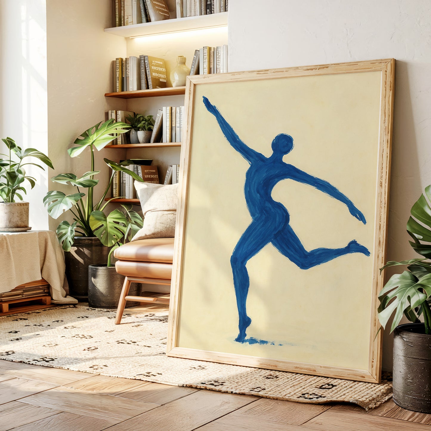 Leaping Figure in Indigo Grace