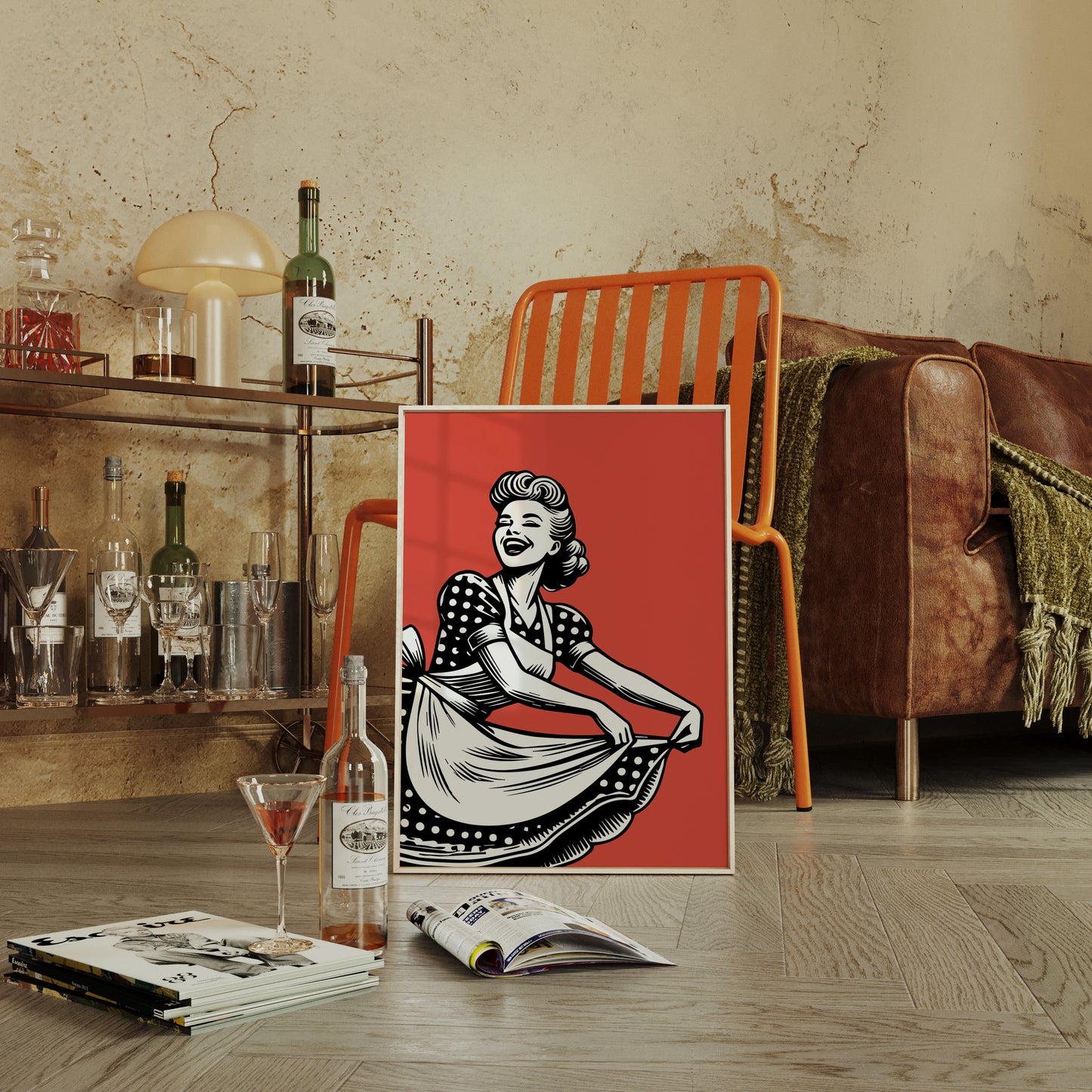 Polka Dots Dance Through Ruby Skies