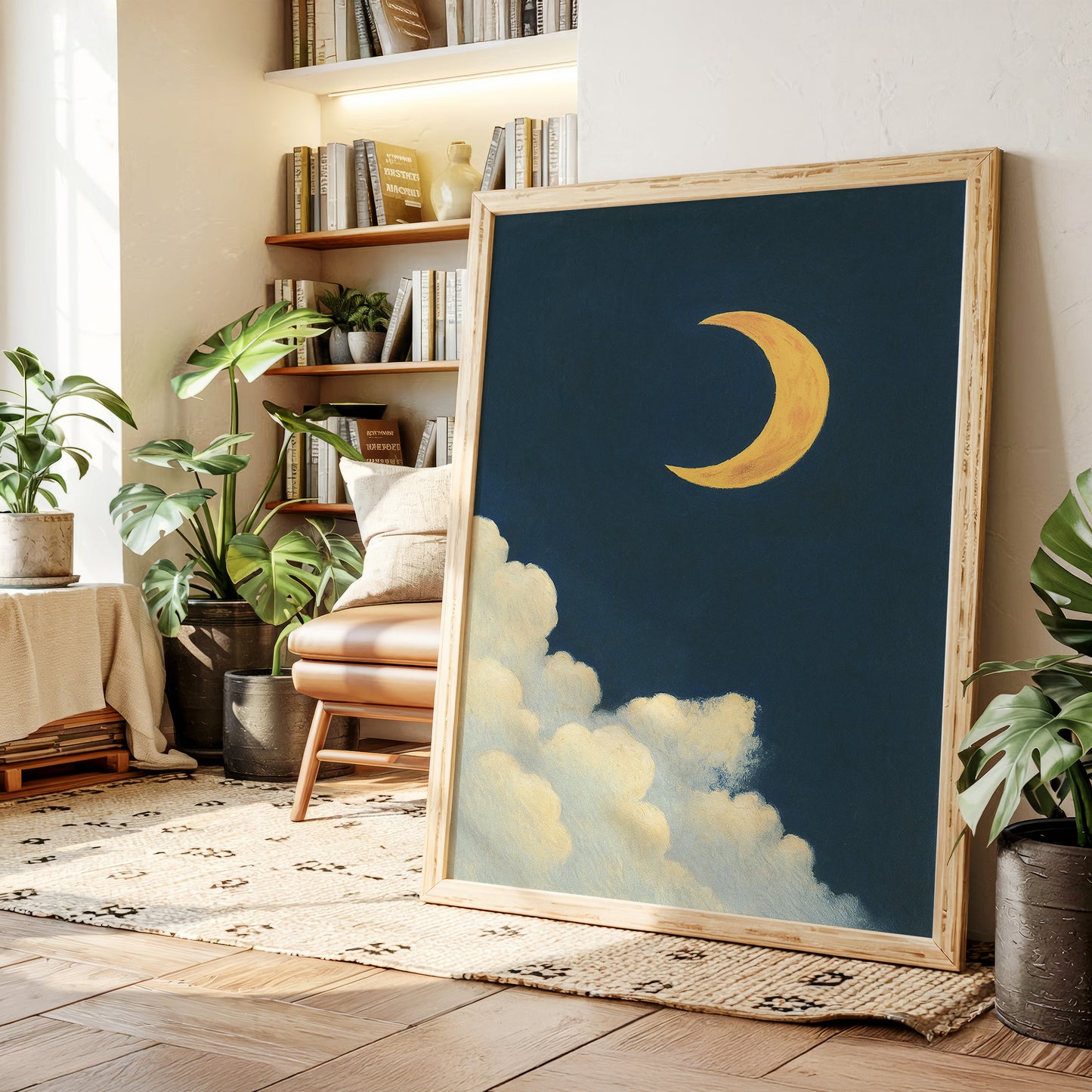 Golden Moon Over Soft Clouds