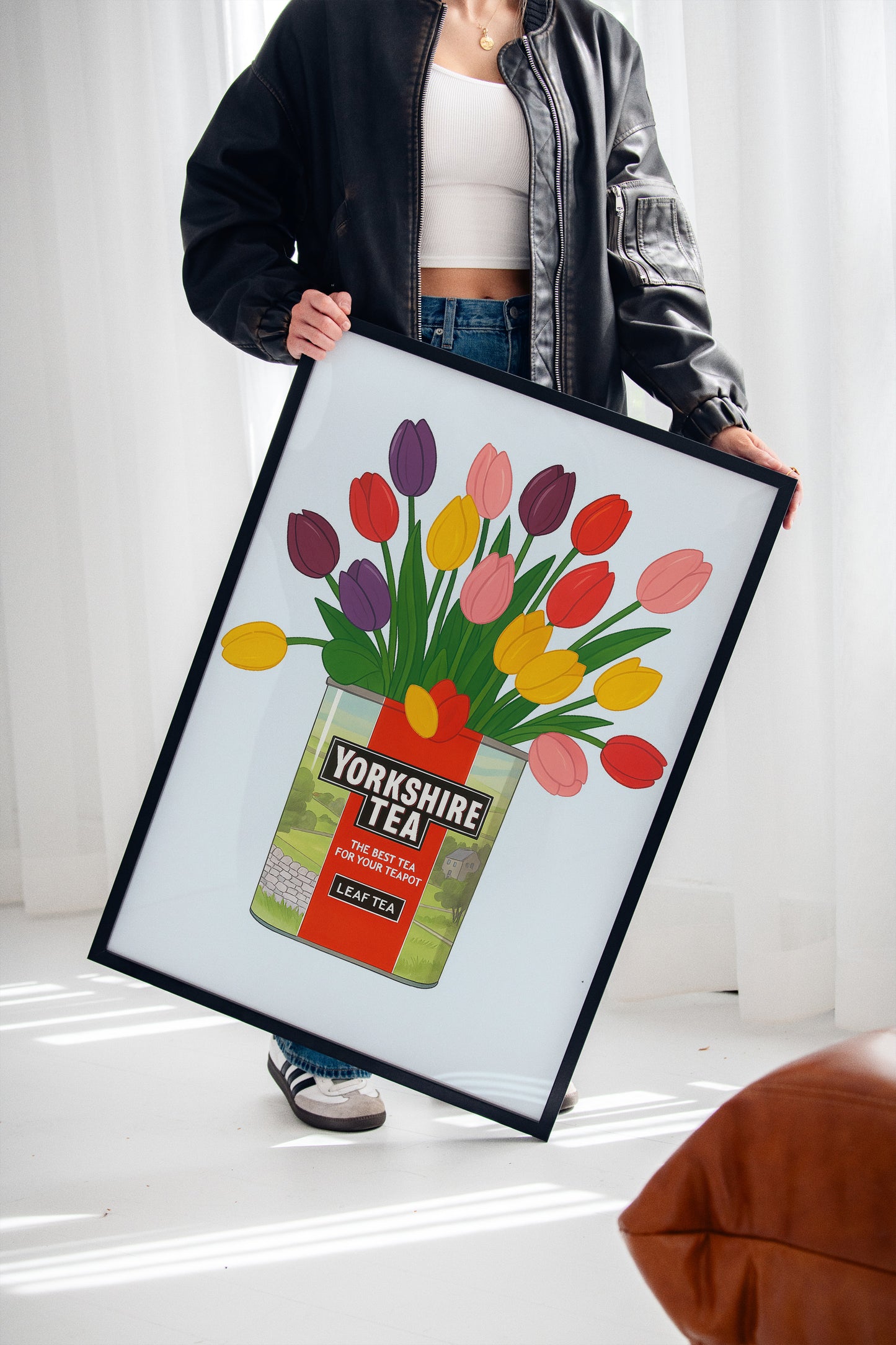 Tulips in a Yorkshire Tea Tin