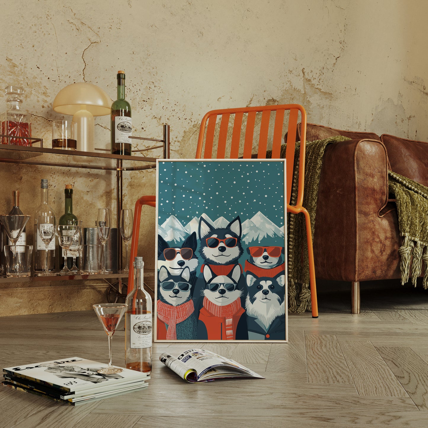 Cool Huskies Chase Winter Stars