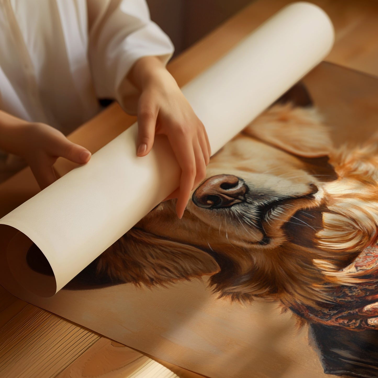 Golden Retriever Gunslinger in a Cowboy Hat